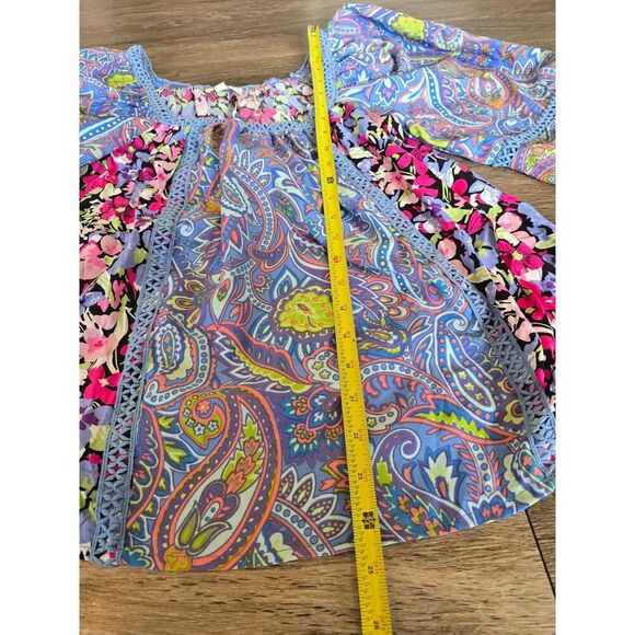 Umgee Boho Floral Paisley Peasant Top Size S Crochet Trim Hippie Festival Summer - Picture 5 of 6